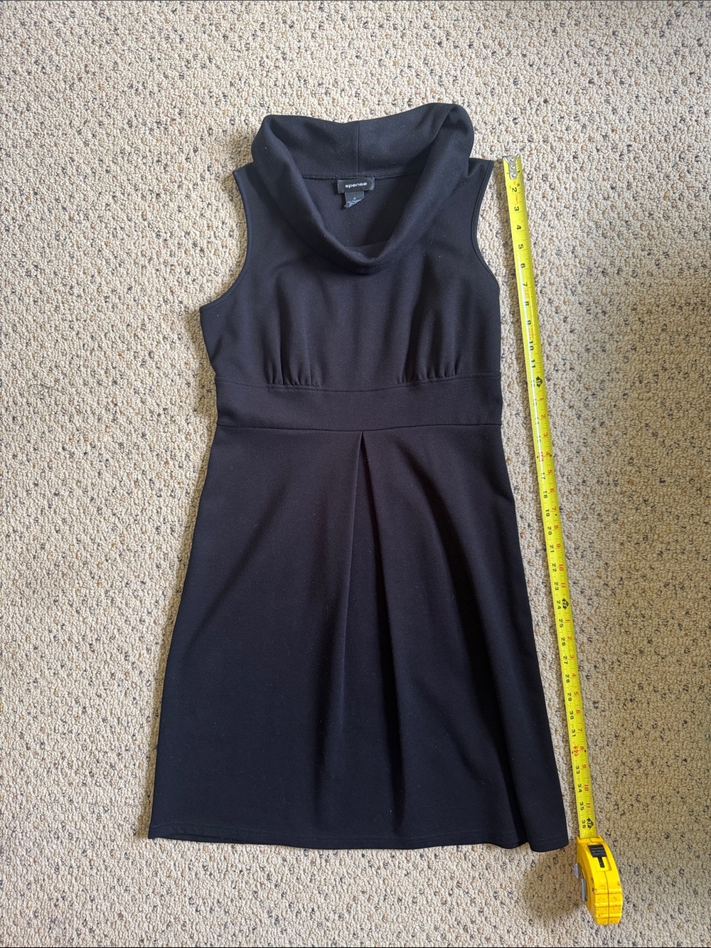 SPENSE Black Sleeveless Cowl-Neck Fit-and-Flare Dress